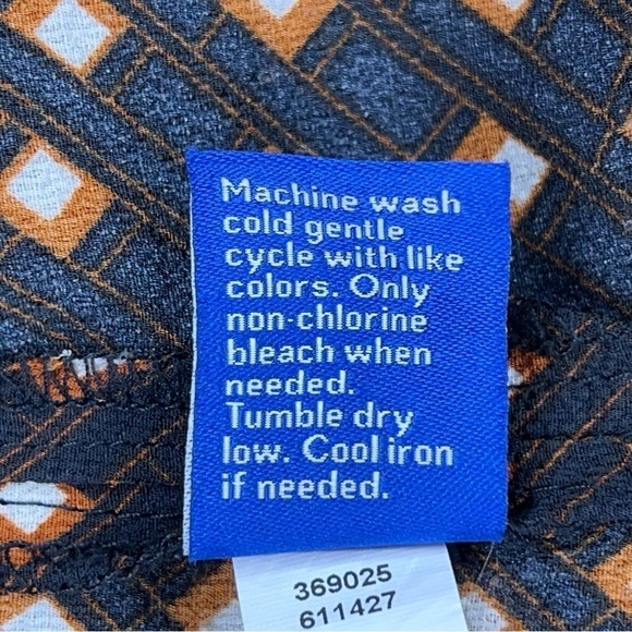 LARGE APT 9 BLACK BROWN WHITE SQUARE PRINT ART DECO BLOUSE STRETCH - Picture 12 of 12